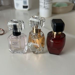 Full bottles of Victoria secret sample perfumes.